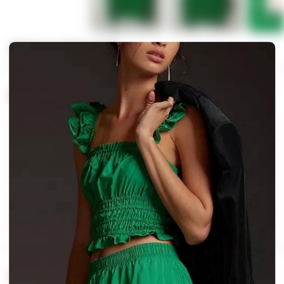 Green Ruffled Women's Top - Picture 1 of 6